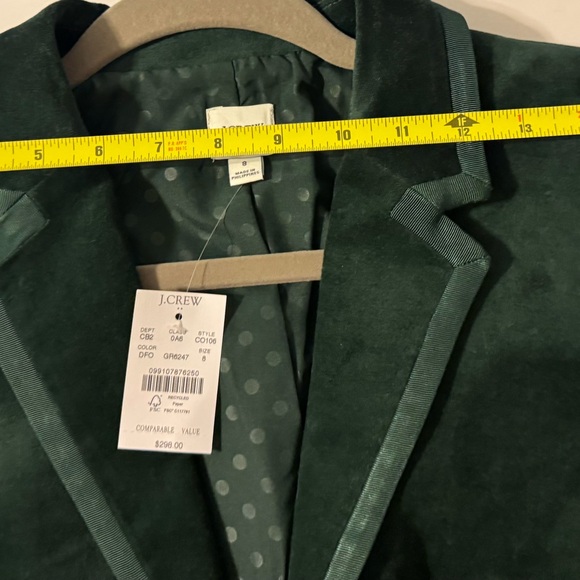 J. Crew Velvet Schoolboy Darkest Forest Green Women's Blazer - Picture 10 of 12